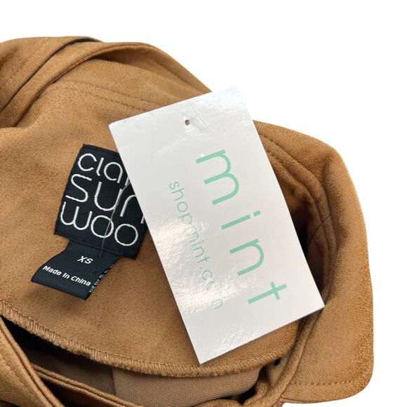 Clara‎ Sun Woo Liquid Leather Moto Jacket Camel Tan Size XS - Picture 12 of 14